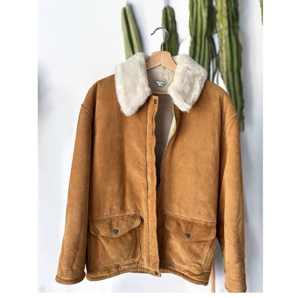 Vintage Marvin Richards leather faux fur lined jacket
